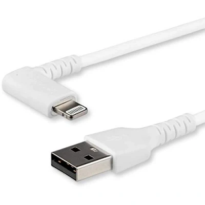 Bild av StarTech.com 1m/3.3ft Angled Lightning to USB cable MFI Certified White / 1 m