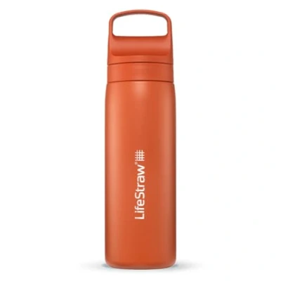 Bild av LifeStraw Go Series isolerad vattenflaska i rostfritt stål för resor och daglig användning, 530 ml Kyoto orange