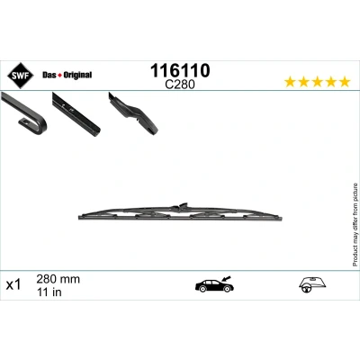 Bild av Balai d&#039;essuie glace Swf 116110 280mm conventionnel 11Pouce LADA: Niva, NIVA 2, FIAT: Cinquecento, JEEP: Cherokee IV