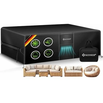 Bild av KESSER® Överdrag för trädgårdsmöbler 200 cm x 160 70 Presenning, vindtät, vintersäker, vattentätt trädgårdsbord, 420D oxfordväv, skyddsfodral UV och regnskydd med
