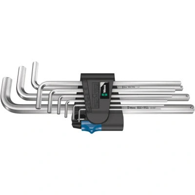 Bild av Wera 950/9 L Hex Plus HF 1 key set metric chrome plated w/ holding function 9 pieces