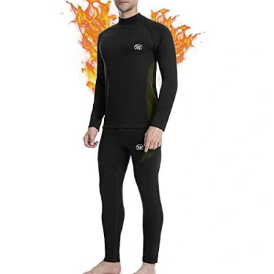 Bild av MEETWEE Termiska underkläder för män, kompressionsbaslager Long Johns långärmad topp skjorta passar vinterträning, Svart, L