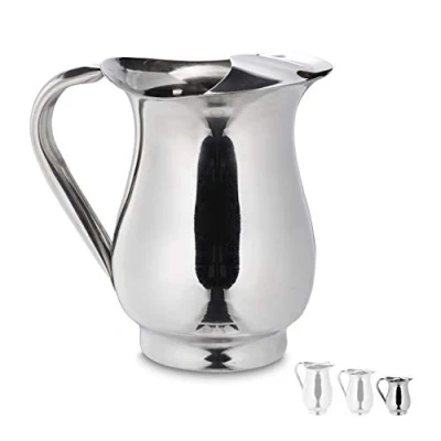 Bild av Relaxdays kanna rostfritt stål, 1 liter, diskmaskinssäker, öppen, serveringskanna för mjölk, vatten, te, kaffe, såser, silver