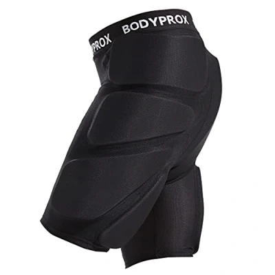 Bild av Bodyprox Skyddande vadderade shorts för snowboard, skate och skidåkning, 3D skydd höst, rumpa svanskota (extra liten) svart