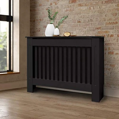 Bild av ECD Germany radiatorskydd i lantlig stil 112x19x82 cm svart av MDF lackerad för sovrum vardagsrum