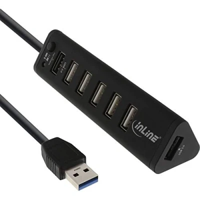 Bild av InLine 66763 Smart Hub, 7 vägs USB 3.0/2.0 Hub med snabbladdningskontakt