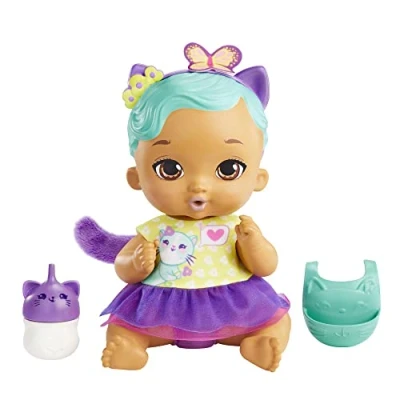 Bild av My Garden Baby Feed and Change kattungedocka (30 cm), med återanvändbar blöja, haklapp och flaska Perfekt present till barn från 3 år HHL22
