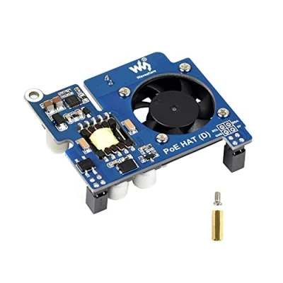 Bild av Power over Ethernet PoE HAT (D) för Raspberry Pi 4B / 3B +, IEEE 802.3af Kompatibel, 5V 2.5A DC utgång, kylfläkt Ombord, Kompatibel med Official + fodral
