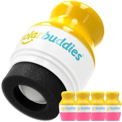 Bild av Solar Buddies Solskyddsapplikator Rosa, 4 pack Påfyllningsbar Roll on Svampapplikator för Solskydd, Solkräm &amp; Lotion Barn, Vuxna Familjer Innehåller 100 ml