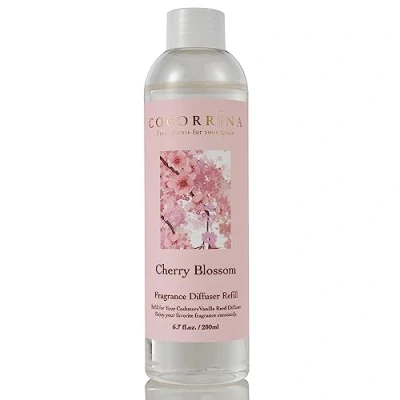 Bild av COCORRÍNA Reed Diffuser Refill 200 ml doftolja körsbärsblommor för hem vass diffusor sovrum badrum kontor inredning