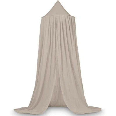 Bild av Deryan Baldakin, barnrum, 245 cm i 5 färger sänghimmel för flickor, pojkar och baby, himmelssänggardiner myggnät, dubbelsäng himmel, babysäng canopy nougat