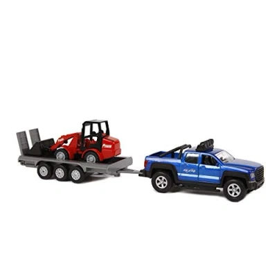 Bild av Kids Globe SUV with Trailer + Excavator (Light Sound, Off Road Vehicle Pull Motor, Toy Made of Plastic, Doors can be Open) 510207, Multicoloured