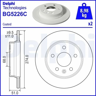 Bild av Bromsskiva DELPHI BG5226C
