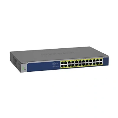 Bild av Netgear GS524PP switch 24 port Gigabit Ethernet LAN PoE (med 24x 300 W utbyggbar, plug and play, skrivbord eller 19 tums rackmontering, ProSAFE Lifetime Garanti)