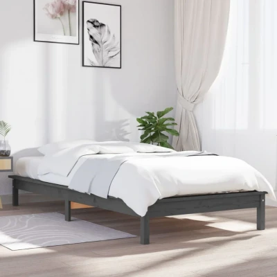 Bild av VidaXl Sängram Massiv Furu Grå 100X200 Cm