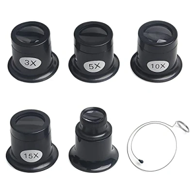 Bild av HENGBIRD Urmakarlupp 3x/5x/10x/15x/20x juvelerarlupp med förstoringsglas stålring, urmakare öga okular, monokulär ögonförstoringsglas för smycken, diamanter,