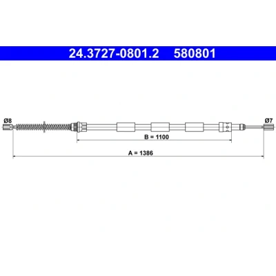 Bild av ATE 24.3727 0801.2 Câble De Frein 1386 PEUGEOT: 205 Cabriolet, II 3/5 portes, I portes