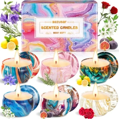 Bild av BGIUSQF doftljus presentset, 6 delar doftljus, doftljusset, presentset för kvinnor, ljuspresent stresslindring, avkoppling, jul, födelsedag, yoga