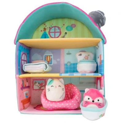 Bild av Squishville SQM0076 Fifis hatt, supermjukt hus med två 5 cm mini Squishmallows plyschfigurer och tillbehör