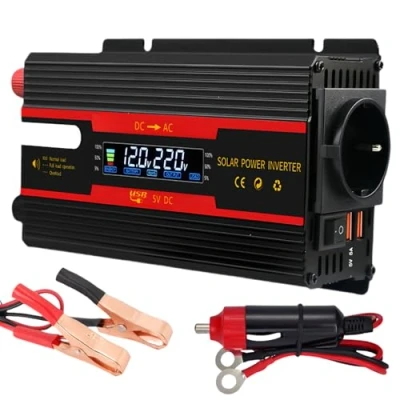 Bild av Omvandlare, spänningsomvandlare, DC 12 V/24 V till AC 230 V, modifierad sinusvågsomvandlare, 2 000 W med EU uttag, USB och LCD skärm, strömomvandlare, adapter för bil, lastbil, husvagn, camping