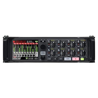 Bild av Zoom F8n Pro high end multitrack Field Recorder, 8 ingångar, 10 spår, 32 bitars float, portabel ljudinspelare för professionella produktioner inom film, livemusik, spel, ljuddesign, svart