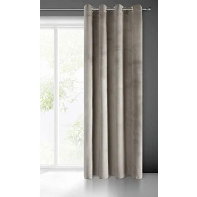Bild av Eurofirany Pierre gardin sammet öljetter vardagsrum sovrum modern klassisk metallöljetter 1. STK 215 g/m², mörk beige, 140 x 250 cm