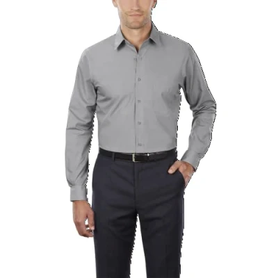 Bild av Van Heusen stor klädskjorta för män, hög passform, poplin, klassisk skjorta, Grå sten