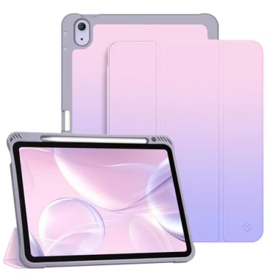 Bild av Fintie fodral för iPad Air 11 tum M2 (2024), 5. Generation (2022)/iPad 4. Gen 10,9 med pennhållare, mjuk TPU baksida skydd skyddsfodral intelligent fodral, (Fantacy Ombre)