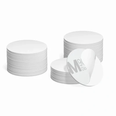 Bild av 10 st NFC tagkort, programmerbar 215 taggar PVC NTAG215 kort självhäftande baksida rund 25 mm, 504 byte minne för Android iPhone och alla aktiverade enheter