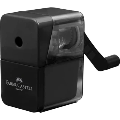 Bild av FABER CASTELL 180984 pennvässare med vev, svart, pennmaskin högkvalitativ pennkniv