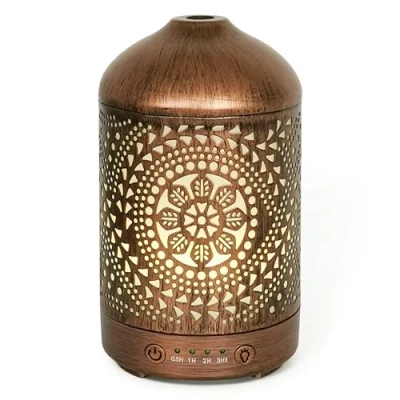 Bild av Earnest Living Eterisk oljespridare Metalldiffusor 100 ml Timers Nattljus och automatisk avstängningsfunktion Hemmakontors luftfuktare Aromaterapidiffusorer för eteriska oljor Present