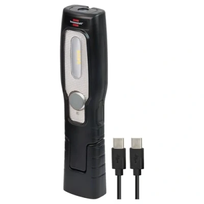 Bild av Brennenstuhl LED uppladdningsbar handlampa HL 201 A/LED ficklampa med uppladdningsbart batteri (250 + 70lm, ledad bas, praktisk arbetslampa magnet och krok, inklusive USB C kabel)