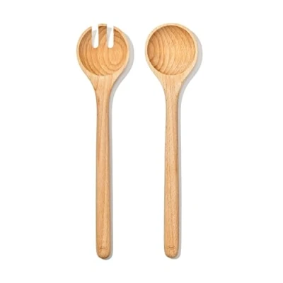 Bild av OXO Bra grepp bokträ salladsbestick 2 delat set, hållbara träredskap för enkel servering, kökstillbehör
