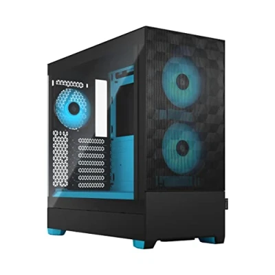Bild av Fractal Design Pop Air RGB Cyan Core Tempered Glass Clear Tint Honeycomb Mesh Front TG side panel Three 120 mm Aspect 12 fans included ATX High Airflow Mid Tower PC Gaming Case