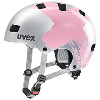 Bild av uvex kid 3 robust cykelhjälm för barn individuell justerbar passform tvättbar innerstoppning silver rosé 55 58 cm