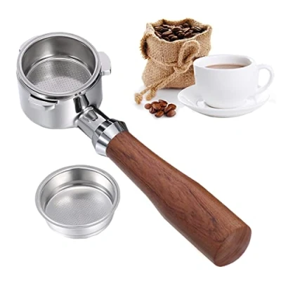 Bild av Aoresac skärmhållare 51 mm av massivt trä, golvlös med 2 filterkorgar, ersättning för DeLonghi Dedica EC680/EC685/EC785/EC820/EC850/EC860