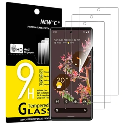 Bild av NEW&#039;C 3 Pack, skärmskydd i glas för Google Pixel 6, bubbelfri, 9H hårdhet, 0,33 mm ultratransparent, ultrabeständigt härdat