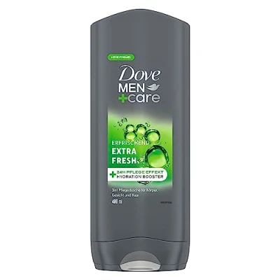 Bild av Dove Men+Care 3 i 1 duschgel extra Fresh duschbad för kropp, ansikte och hår med 24 timmars vård effekt 400 ml 6 stycken