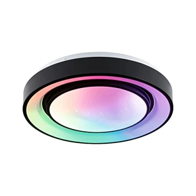 Bild av Paulmann 70544 LED taklampa Rainbow med regnbågseffekt inkl. 1x22 W dimbar dynamicRGBW färgstyrning svart, vit plast, metall 3000 K
