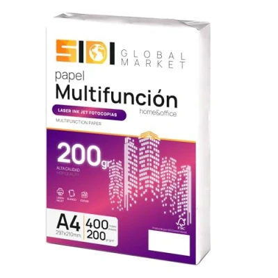 Bild av A4 papper, 200 g folio, skrivarpapper, foliopaket för skola, arbete eller personligt bruk, ark kopiator och multifunktion, extra platt DIN papper SIDI (400 h, g)