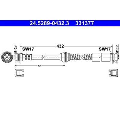 Bild av ATE 24.5289 0432.3 Flexible De Frein 432 M10x1 VOLKSWAGEN: Caddy 3