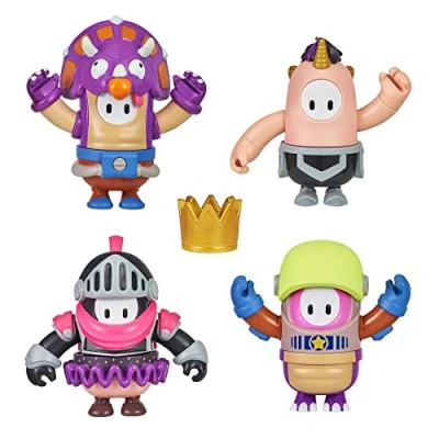 Bild av Fall killar: Ultimate Knockout Officiell Grab The Crown 10 cm Mix and Match artikulerad actionfigur 4 pack med gyllene krontillbehör