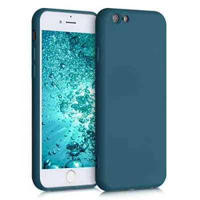 Bild av kwmobile fodral kompatibelt med Apple iPhone 6/6S gummerad TPU silikon mobiltelefonfodral skyddsfodral för trådlös laddning i petrol matt