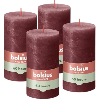 Bild av BOLSIUS 103668790347 Blockljus, Mörkröd, 13 x 7 cm