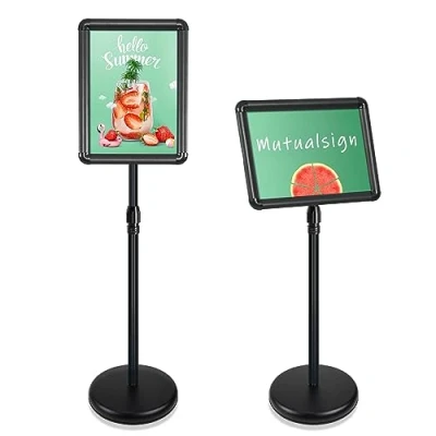 Bild av Mutualsign A3 affisch displaystativ justerbart skylthållare, aluminiummenystativ golvdisplay stativ snabbt utbytbara affischer/annonser/försäljning/meny, svart