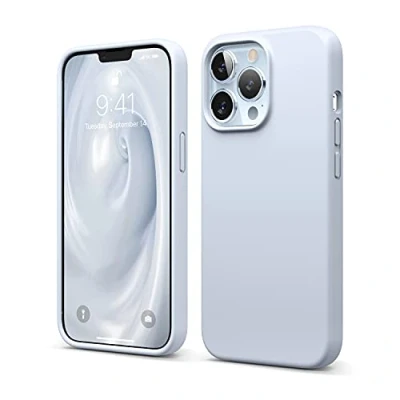 Bild av elago Flytande silikonfodral kompatibelt med iPhone 13 Pro fodral (6,1 tum), premiumsilikon, helkroppsskydd 3 lager stöttåligt telefonfodral, reptåligt mjukt mikrofiberfoder (ljusblå)