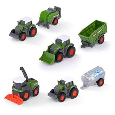 Bild av Dickie Toys 203732001S04 Fendt Mini Jordbruksfordon Set med Släp 2 Olika (9 cm) Inklusive 1 släp, Från 3 år