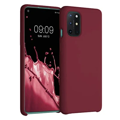 Bild av kwmobile fodral kompatibelt med OnePlus 8T TPU silikon telefonskydd mjuk finish rabarber röd