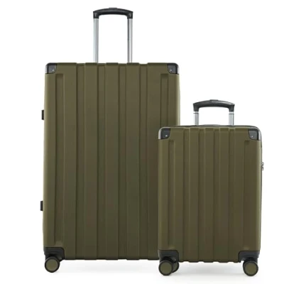 Bild av Huvudstadsväska Q Damm väska med hårt skal, trolley, TSA, 4 hjul, Avokado, Koffer set (S+L), Resväska