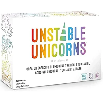 Bild av Asmodee, Unstable Unicorns, Brädspel, 2 8 spelare, 8+ år, italiensk utgåva